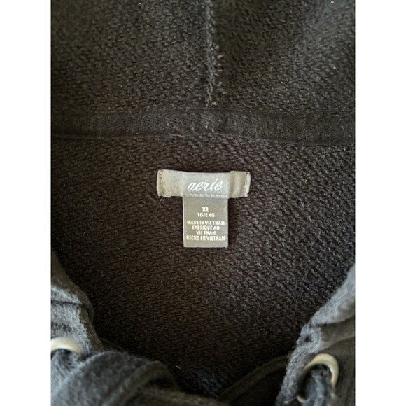 Aerie Black Sunwashed Desert Hoodie Sweatshirt Grommet Lace Up Hooded Size XL - Picture 4 of 9